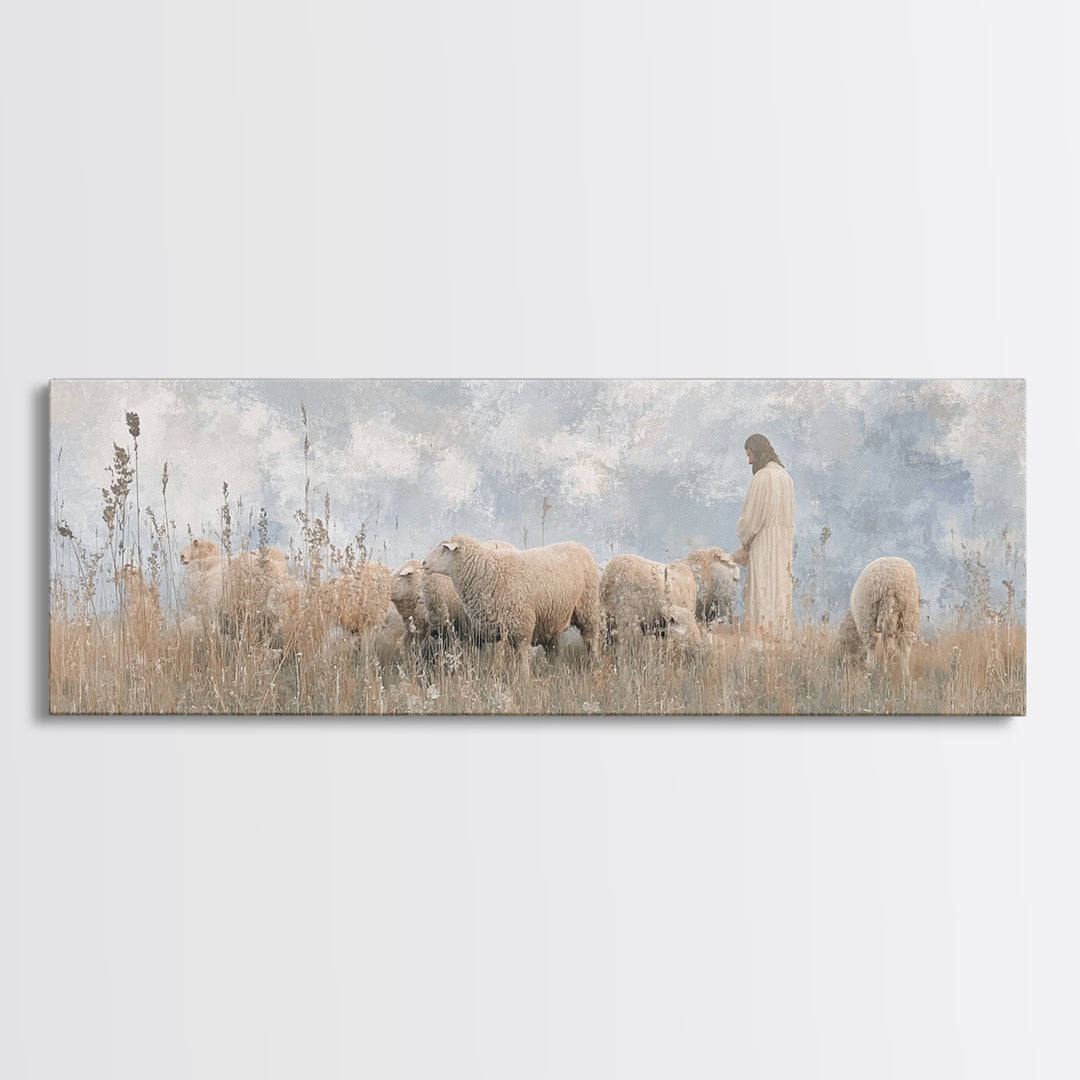 Fields Of Mercy | Framed Canvas Print | Extra Wide Art | Christian Wall Art | Christian Art Canvas | Jesus Art Print | Christian Decor