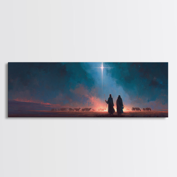 Skyward Hope Rising – Framed Canvas Print – Christian Art Canvas – Panoramic Frame – Christmas Art – Jesus Art Print – Christian Wall Art