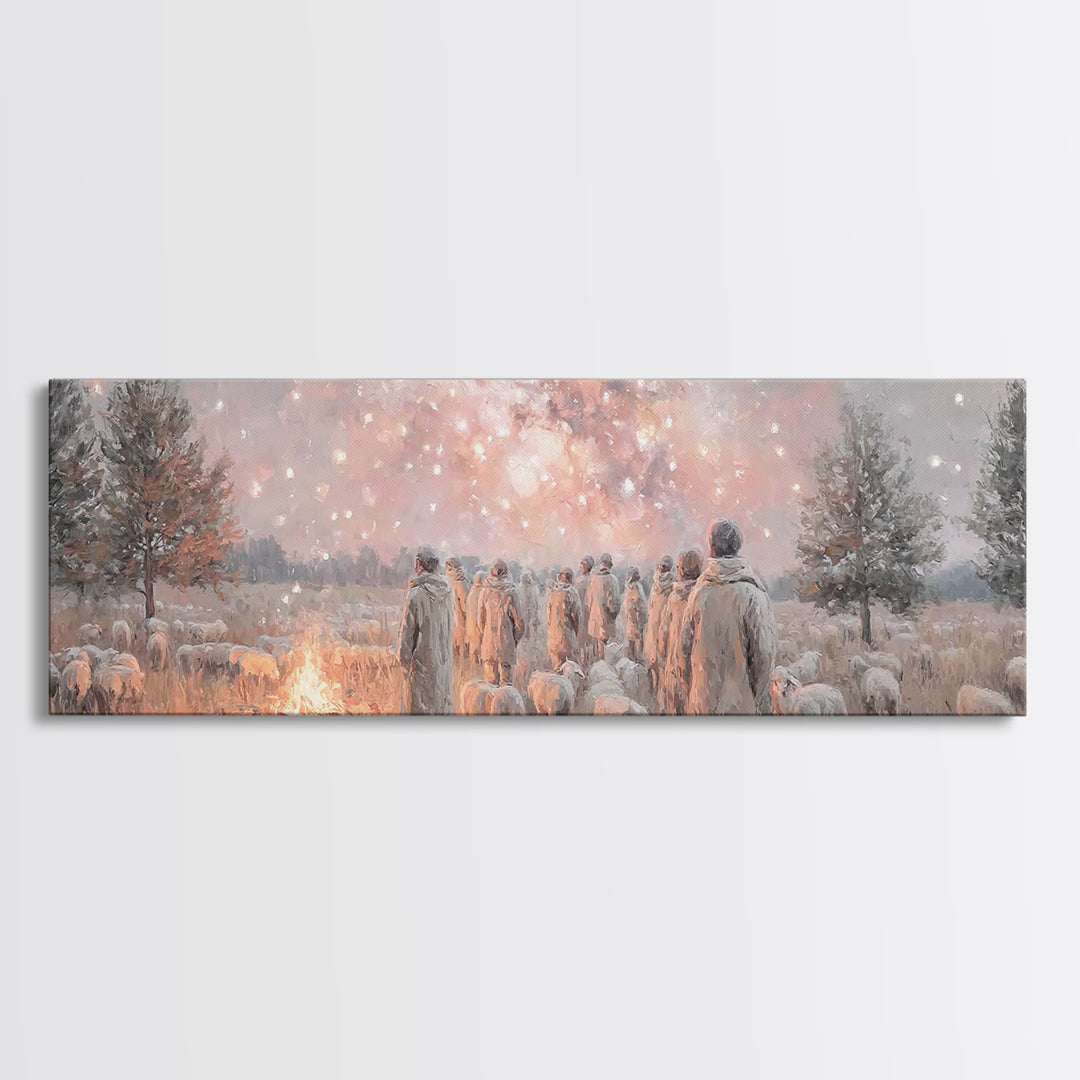 Heavenly Signs, Framed Canvas Print, Extra Wide Art, Christian Christmas Art, Christian Art Canvas, Christmas Wall Art, Christian Decor