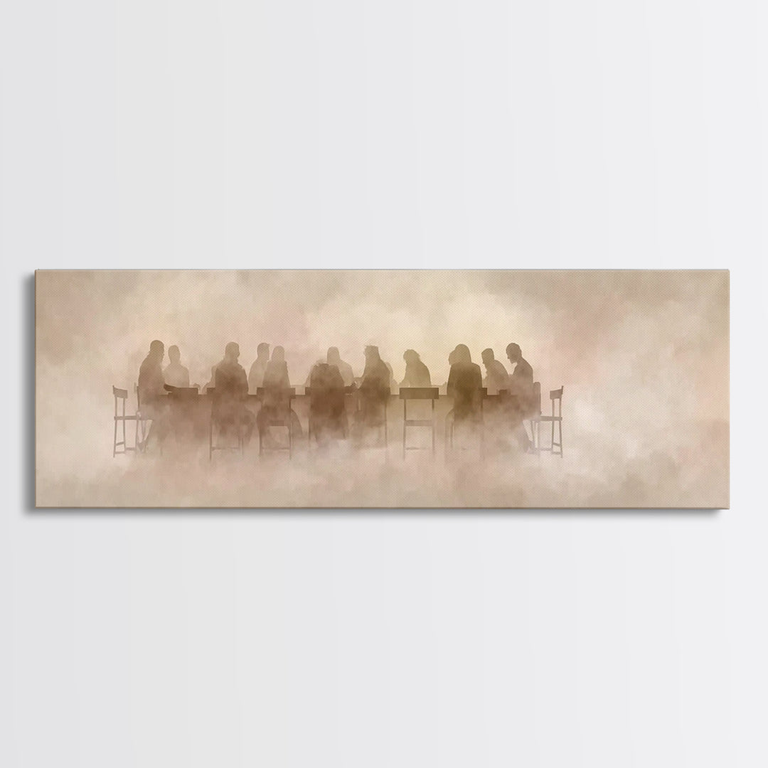 Mist In The Upper Room – Framed Canvas Print – Panoramic Painting – Christian Wall Art – Christian Art Canvas – Jesus Painting – Modern Chr