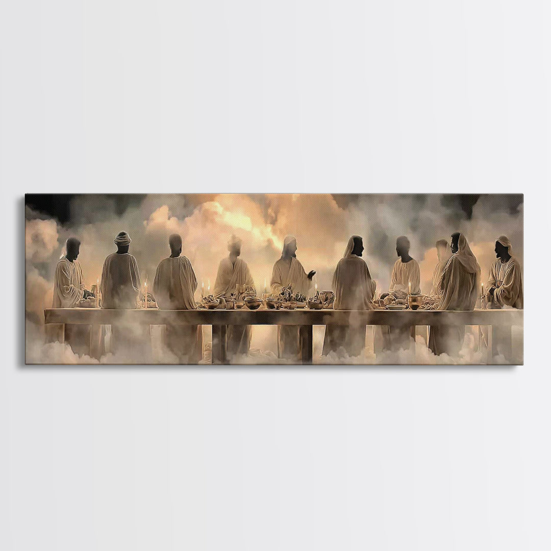 Cloudborne Communion | Framed Canvas Print | Panoramic Art | Christian Art Canvas | Jesus Painting | Christian Wall Art | Large Christian A