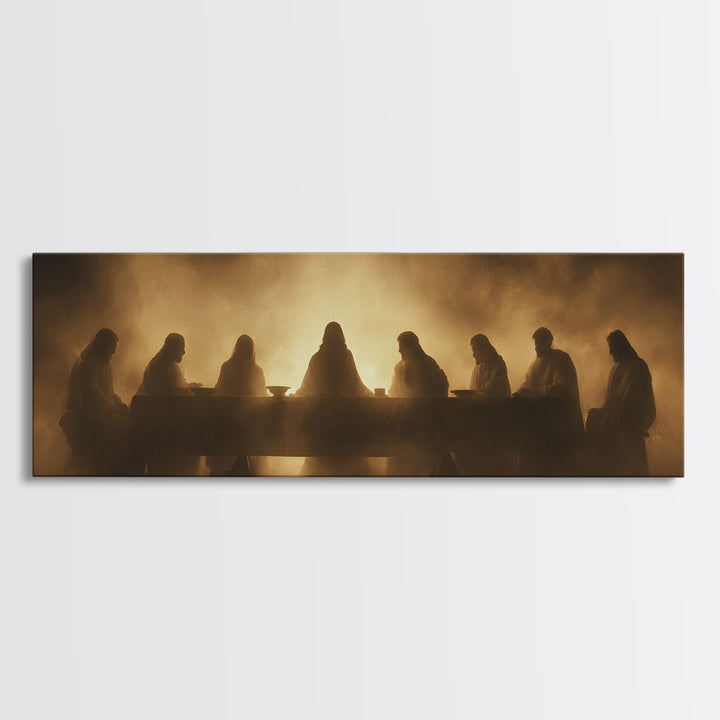 Heavenly Gathering, Framed Canvas Print, Panoramic Painting, Christian Wall Art, Jesus Painting, Christian Art Canvas, Moody Christian Art