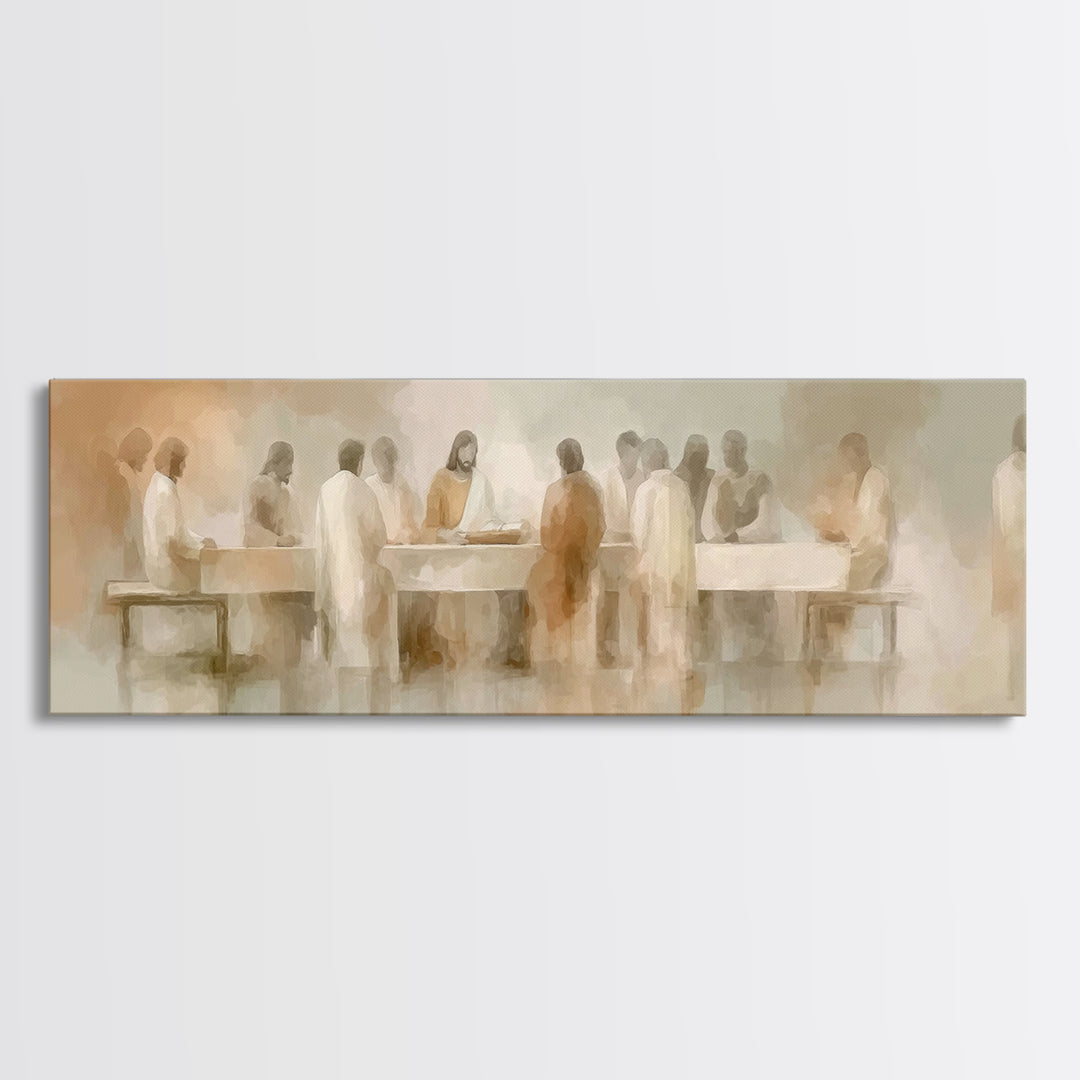 Last Light Communion – Framed Canvas Print – Panoramic Wall Art – Jesus Painting – Christian Art – Modern Christian Art – Christian Wall Ar