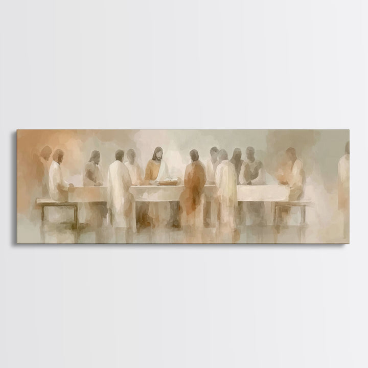 Last Light Communion – Framed Canvas Print – Panoramic Wall Art – Jesus Painting – Christian Art – Modern Christian Art – Christian Wall Ar