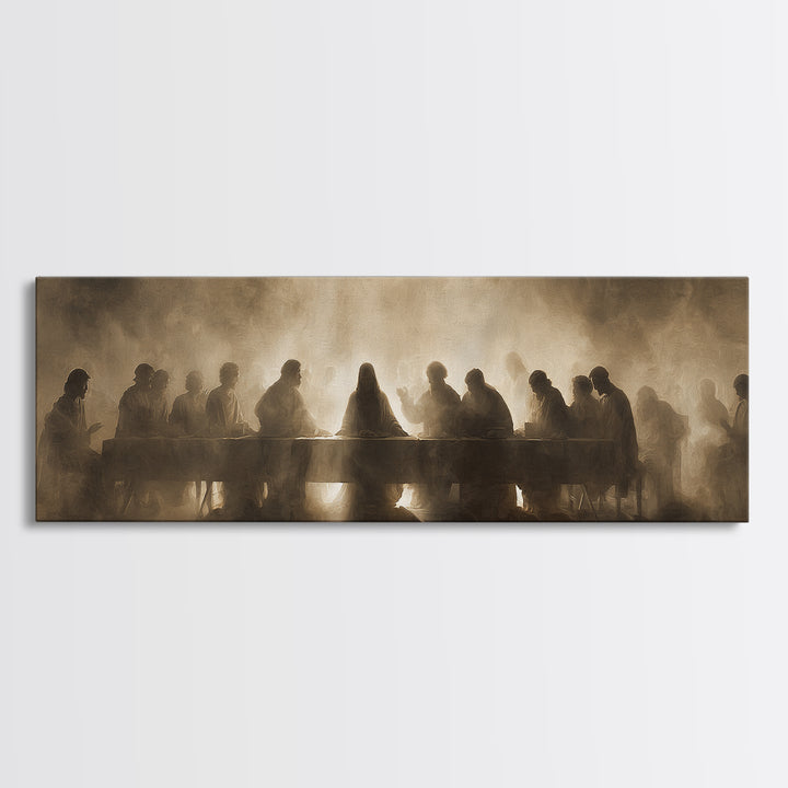 Desert Supper Glow | Framed Canvas Print | Panoramic Print | Christian Wall Art | Jesus Painting | Christian Art Canvas | Modern Christian