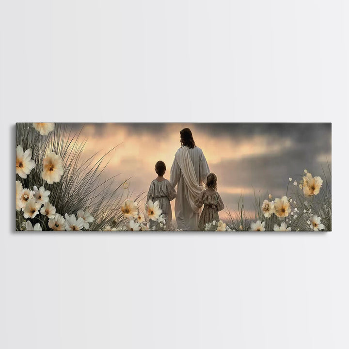 Guided In Grace, Framed Canvas Print, Panoramic Art, Jesus Painting, Christian Wall Art, Christian Art, Christian Art Canvas