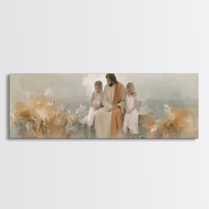 Flowers Of Mercy – Framed Canvas Print – Panoramic Painting – Christian Art – Jesus Painting – Christian Art Canvas – Christian Wall Art