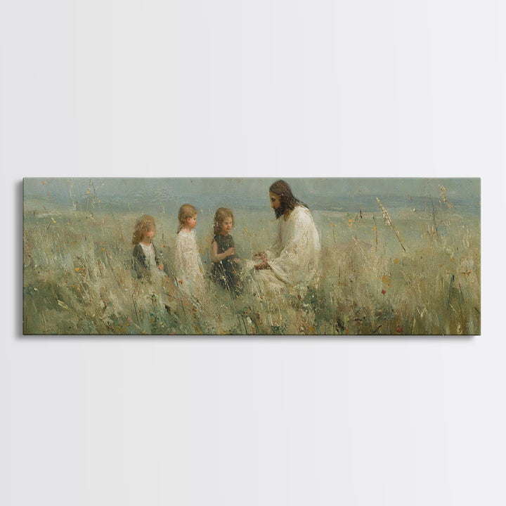 Garden Of Hope, Framed Canvas Print, Christian Art Canvas, Jesus Painting, Christian Wall Art, Panoramic Art, Christmas Art