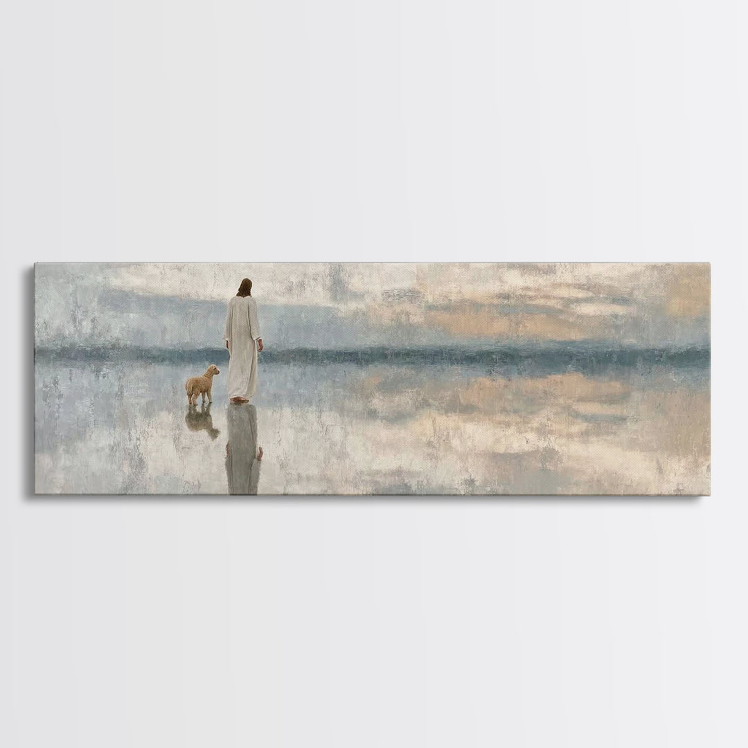 Reflective Grace – Framed Canvas Print – Christian Art Canvas – Jesus Painting – Christian Wall Art – Panoramic Wall Art – Christian Gift