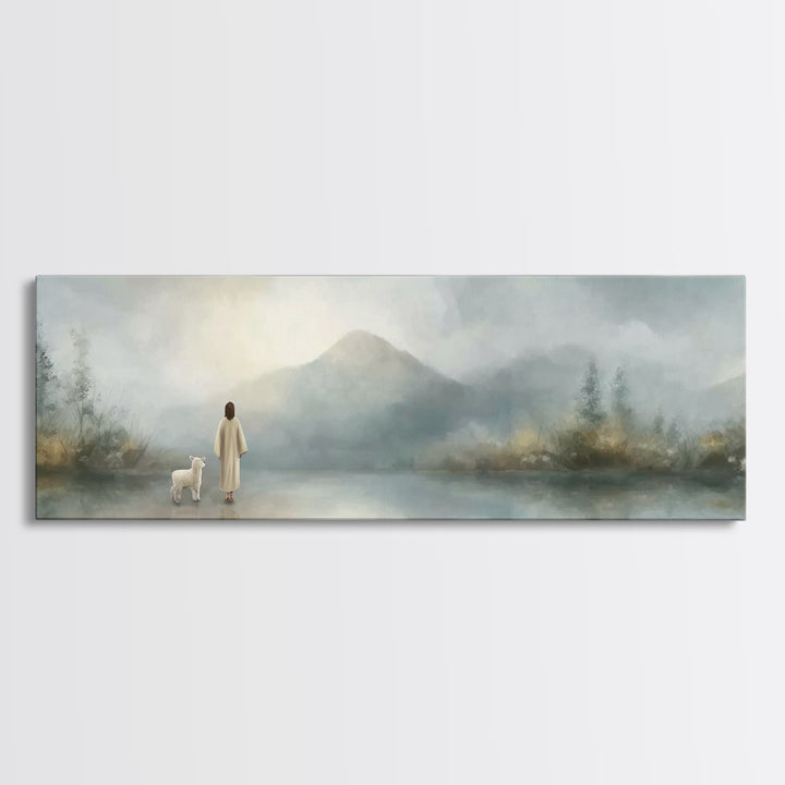Dawn Of Promise, Framed Canvas Print, Christian Art Canvas, Christian Wall Art, Jesus Painting, Panoramic Wall Art, Christian Decor