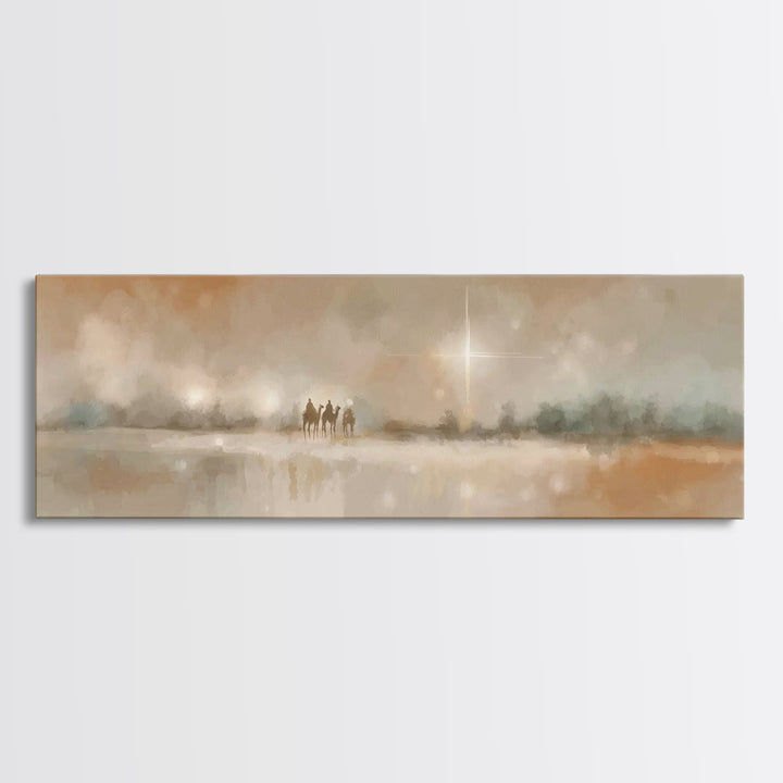 Guided By The Light | Framed Canvas Print | Christian Art Canvas | Christmas Art | Panoramic Wall Art | Christian Wall Art | Christian Gift