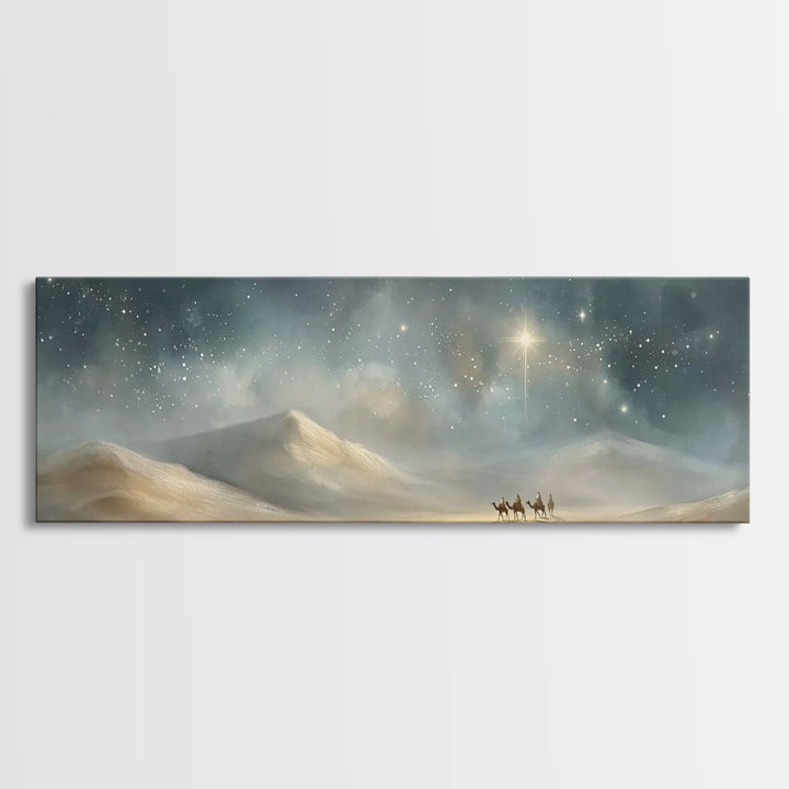 Desert Star Rising – Framed Canvas Print – Christmas Art – Panoramic Print – Christian Wall Art – Christian Art Canvas – Christian Christma