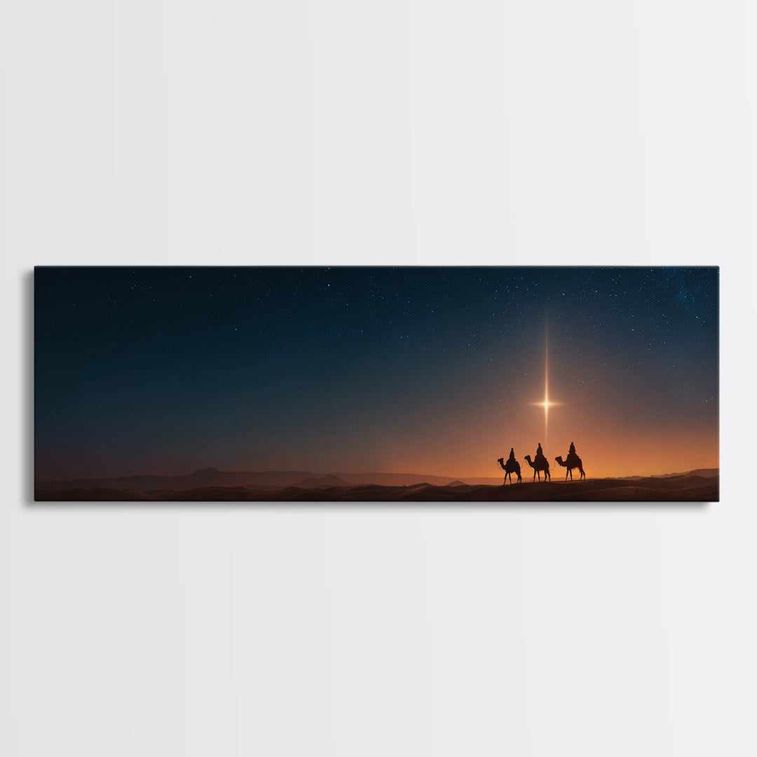 The Guiding Star – Framed Canvas Print – Panoramic Art – Christian Wall Art – Christmas Art – Christian Christmas Art – Jesus Painting