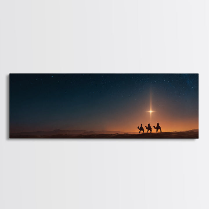 The Guiding Star – Framed Canvas Print – Panoramic Art – Christian Wall Art – Christmas Art – Christian Christmas Art – Jesus Painting