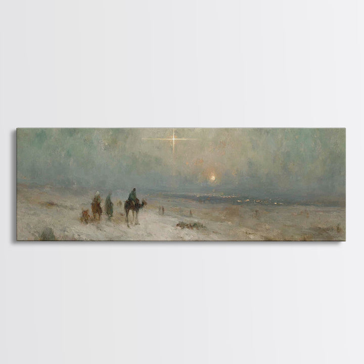 Holy Night Caravan | Framed Canvas Print | Panoramic Print | Christian Christmas Art | Christian Wall Art | Christmas Canvas Wall Art | Chr