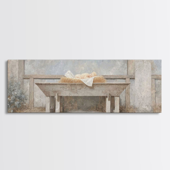 Infant Of Grace | Framed Canvas Print | Extra Wide Art | Christian Art Canvas | Christian Wall Art | Christian Christmas Art | Vintage Chri