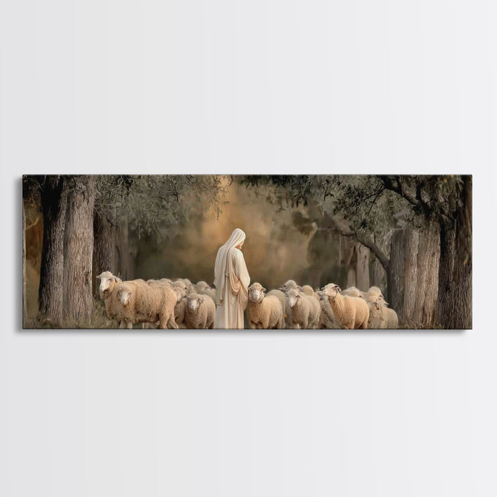 Quiet Grove Calling - Framed Canvas Print - Christian Art Canvas - Christian Wall Art - Jesus Painting - Panoramic Frame - Christian Gift I