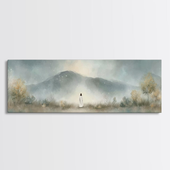 Silent Horizon | Framed Canvas Print | Christian Wall Art | Panoramic Painting | Jesus Canvas Art | Christian Art Canvas | Christmas Art