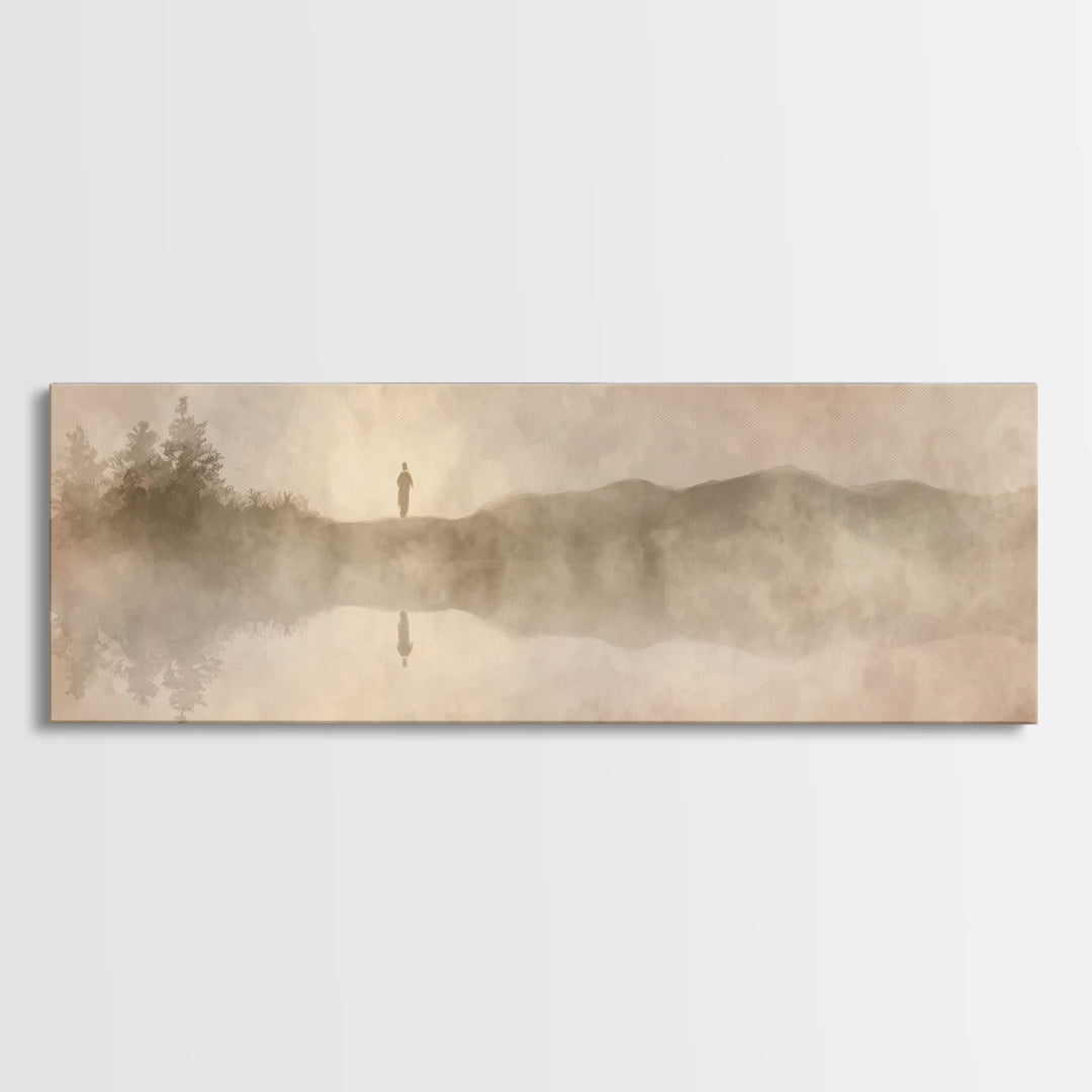 Divine Reflection | Framed Canvas Print | Christian Art Canvas | Jesus Painting | Panoramic Painting | Christian Wall Art | Christmas Art