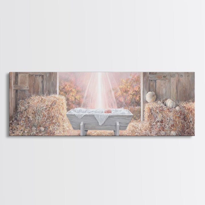 Barn Of Glory – Framed Canvas Print – Panoramic Art – Christian Christmas Art – Christian Wall Art – Christian Art Canvas – Modern Christia