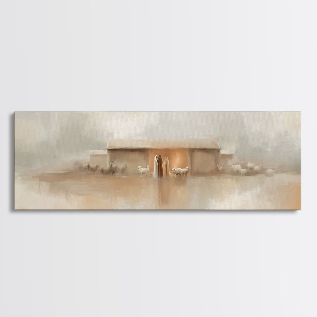 Nativity Grace | Framed Canvas Print | Panoramic Painting | Christian Wall Art | Christian Art Canvas | Christmas Art | Christian Decor