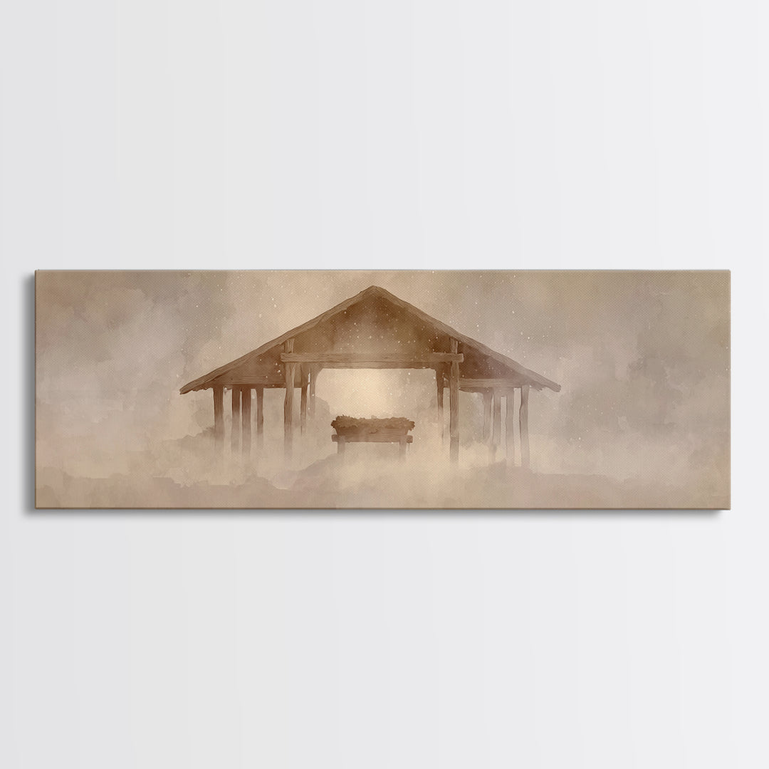 Silent Winter Star, Framed Canvas Print, Panoramic Art, Christian Art Canvas, Christian Christmas Art, Christmas Wall Art, Christian Wall A