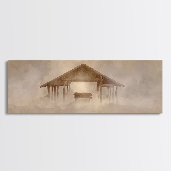 Silent Winter Star, Framed Canvas Print, Panoramic Art, Christian Art Canvas, Christian Christmas Art, Christmas Wall Art, Christian Wall A