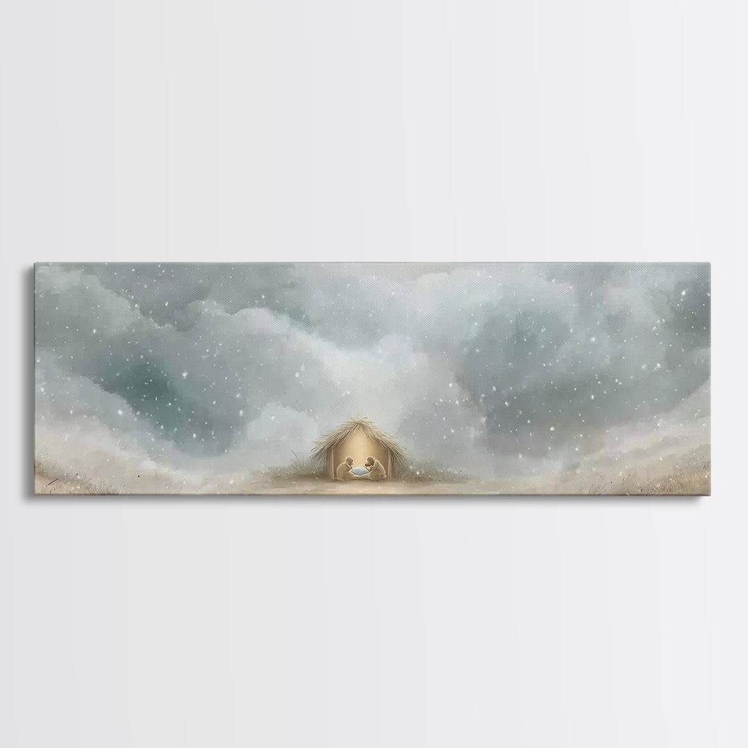 Cave Of Dawn – Framed Canvas Print – Panoramic Painting – Christian Art Canvas – Christmas Art – Christian Wall Art – Christian Christmas D