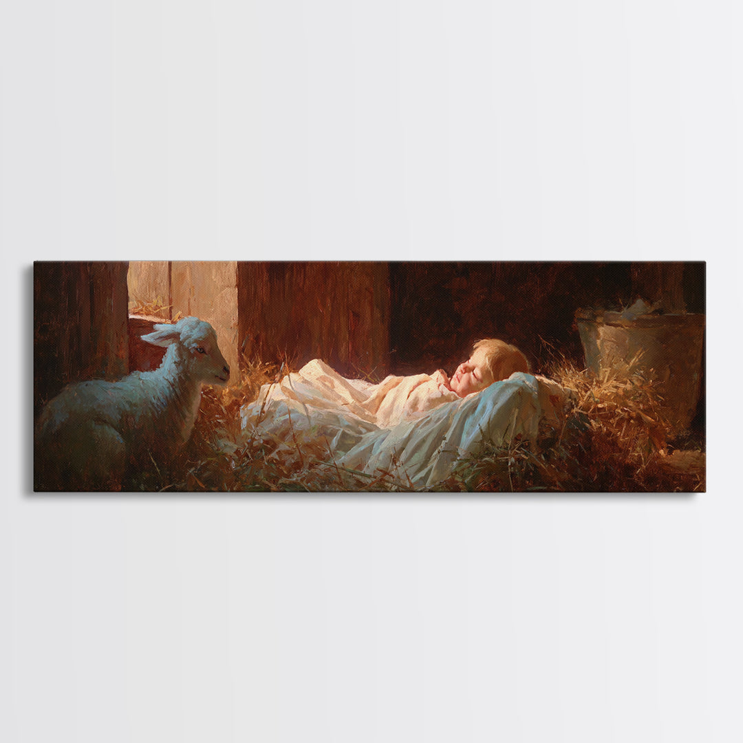 Starborn Hope | Framed Canvas Print | Christian Art Canvas | Panoramic Print | Christian Christmas Art | Jesus Painting