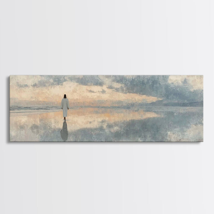 Hope On The Waters, Framed Canvas Print, Panoramic Wall Art, Christian Art Canvas, Jesus Painting, Modern Christian Art, Christian Decorati