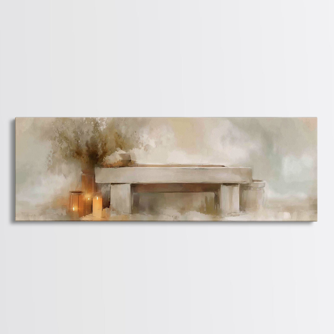 Candlelit Nativity Calm, Framed Canvas Print, Christian Wall Art, Christian Christmas, Christmas Art Prints, Panoramic Art, Christian Art C