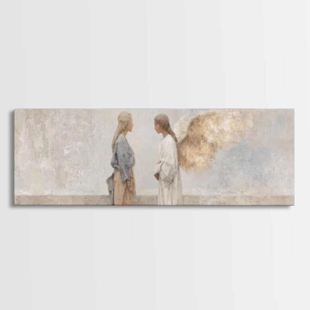 Radiant Angel Whisper – Framed Canvas Print – Christian Art Canvas – Panoramic Art – Christian Wall Art – Christmas Art – Christian Christm