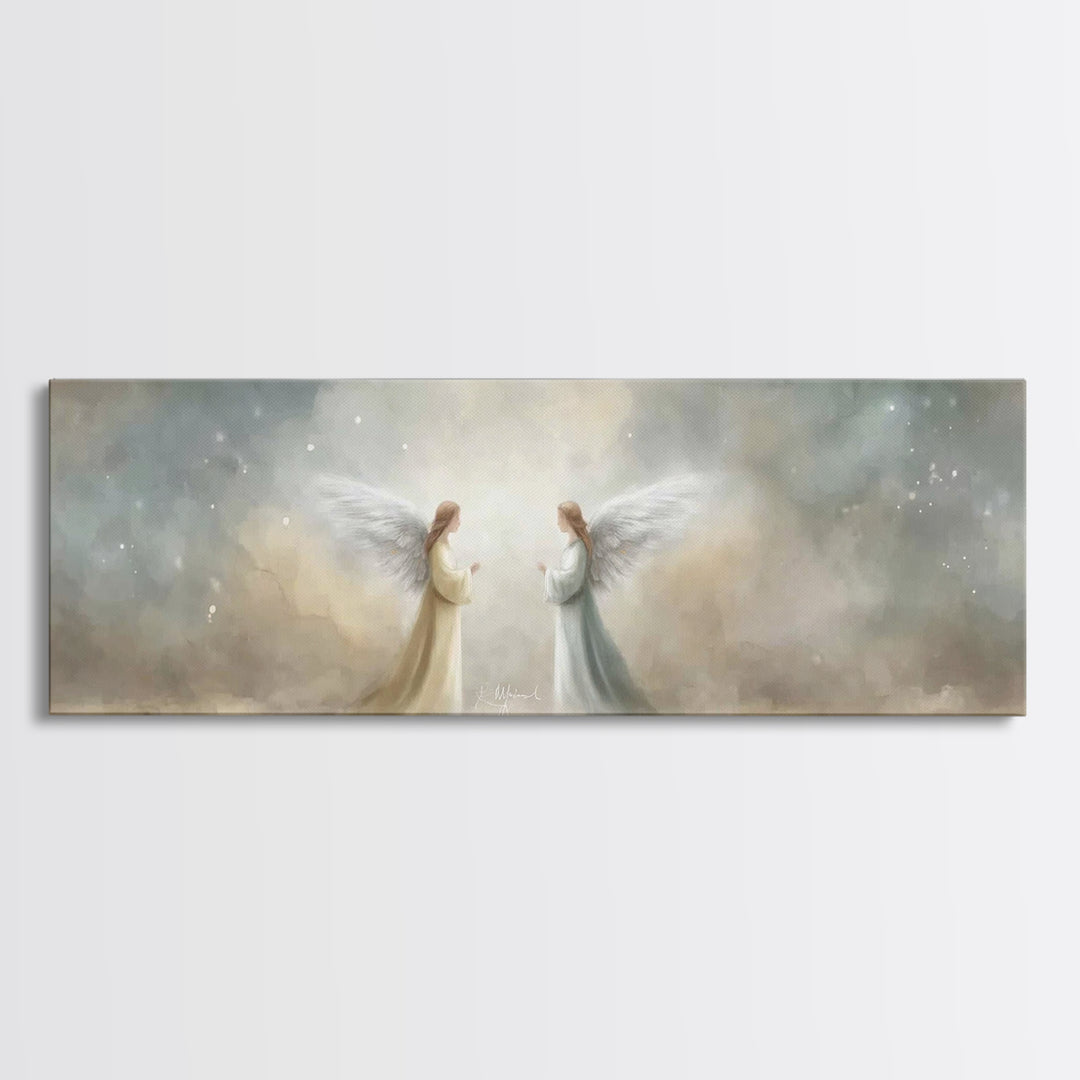 Wings Of Serenity – Framed Canvas Print – Christian Art – Christian Painting – Panoramic Frame – Christmas Art – Christian Christmas – Chri