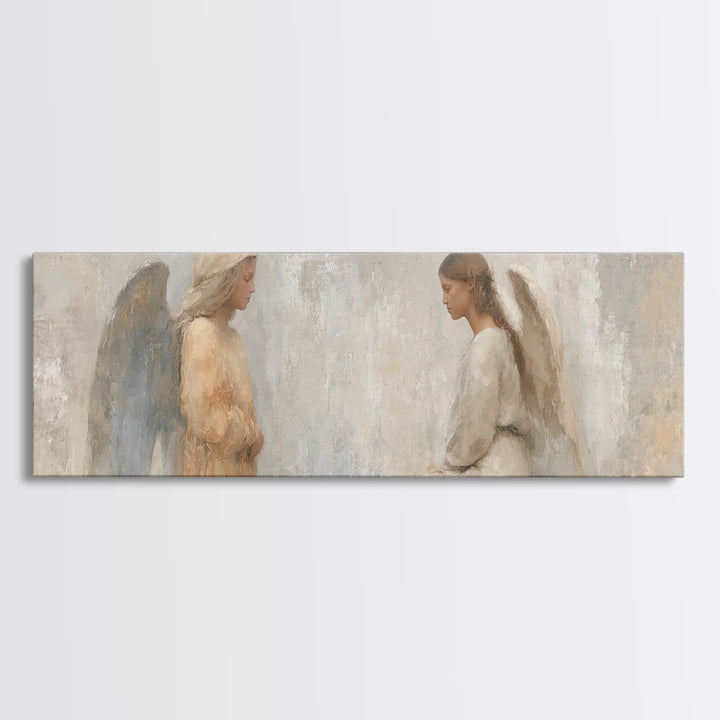 Soft Divine Encounter | Framed Canvas Print | Panoramic Art | Christian Art Canvas | Christian Wall Art | Christian Painting | Christmas Ar