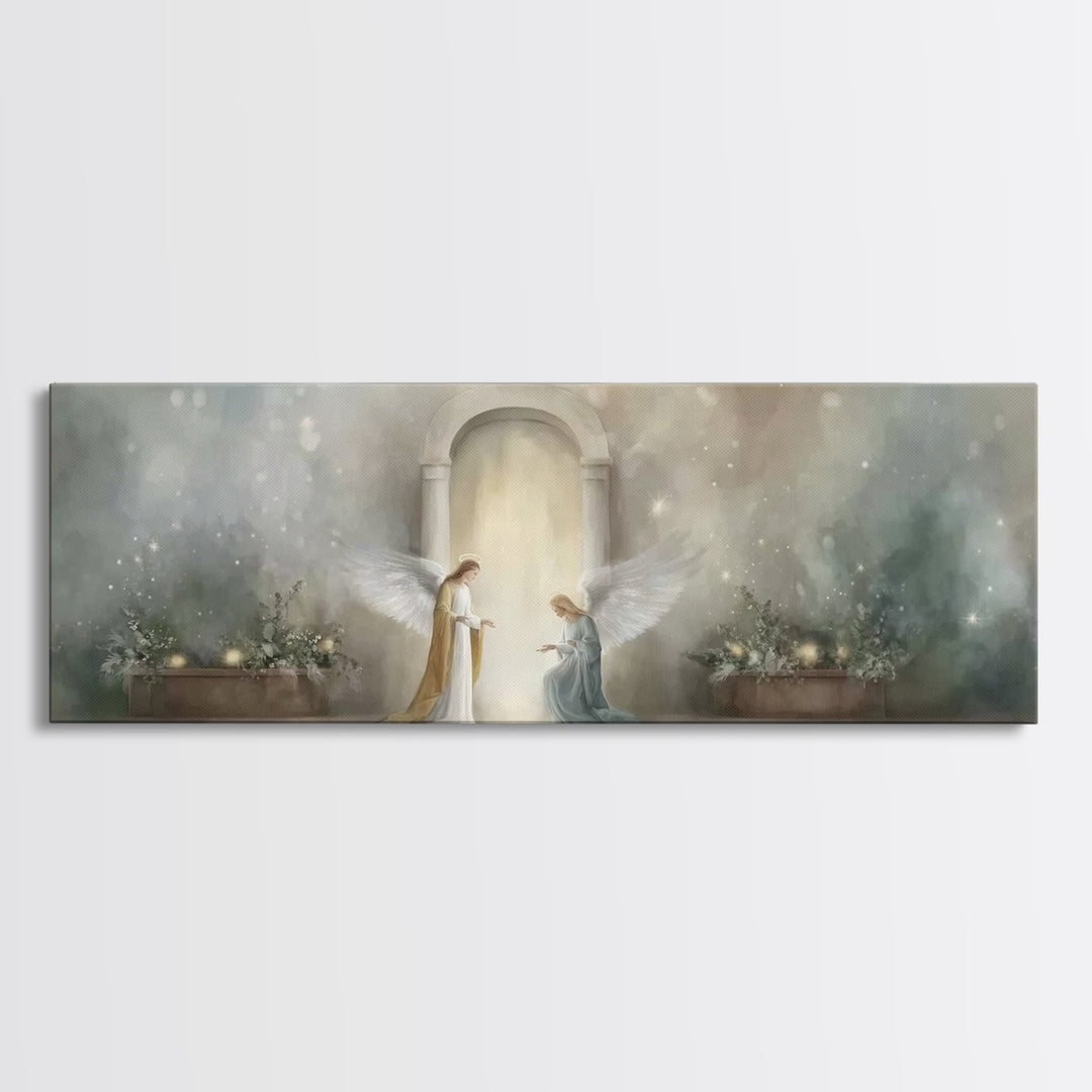 Celestial Arch Moment, Framed Canvas Print, Panoramic Painting, Christian Wall Art, Christian Art, Christian Art Canvas, Christmas Art, Jes