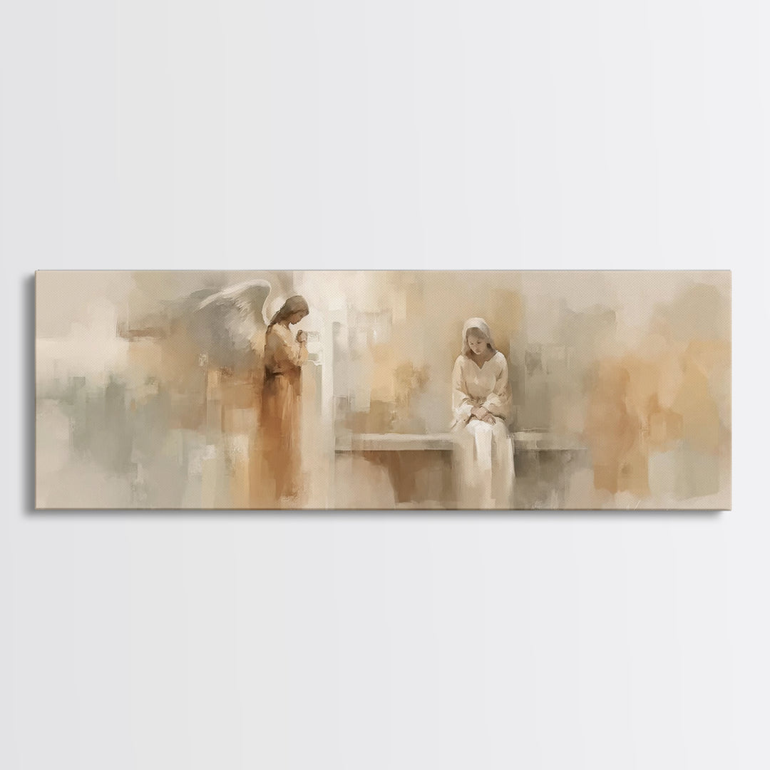 Radiant Holy Meeting – Framed Canvas Print – Panoramic Print – Christian Art Canvas – Christian Art – Christian Painting – Christmas Art –