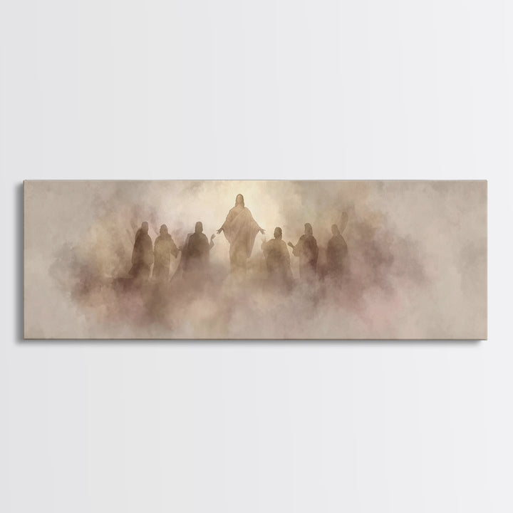Risen Light Gathering, Framed Canvas Print, Panoramic Frame, Christian Art, Christian Art Canvas, Jesus Painting, Christian Painting, Chris