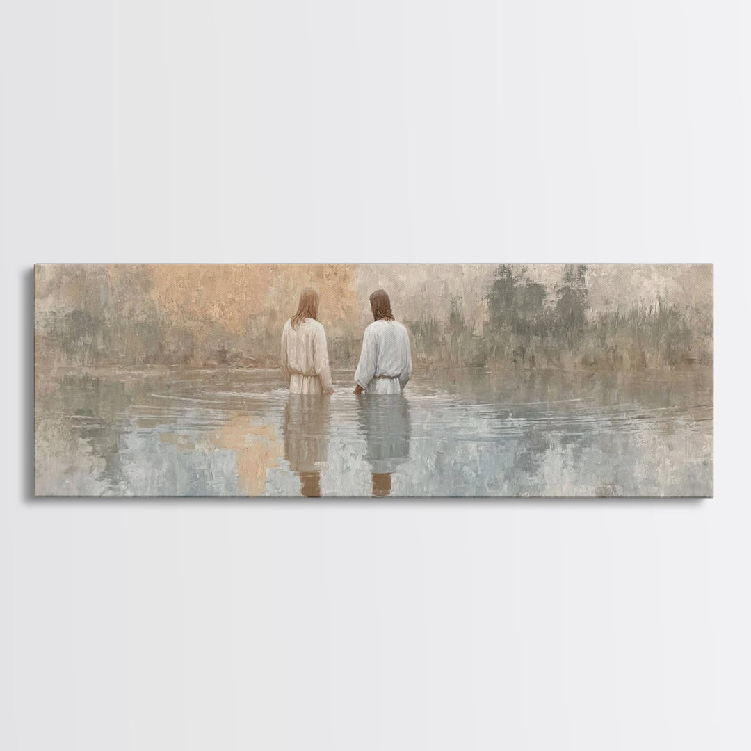 Quiet Benediction | Framed Canvas Print | Christian Wall Art | Jesus Painting | Panoramic Print | Christian Art Gift | Christmas Canvas Wal