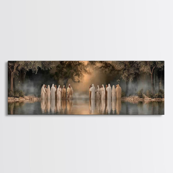 Waters Of Grace | Framed Canvas Print | Christian Art Canvas | Jesus Painting | Panoramic Art | Large Christian Painting | Christmas Wall A
