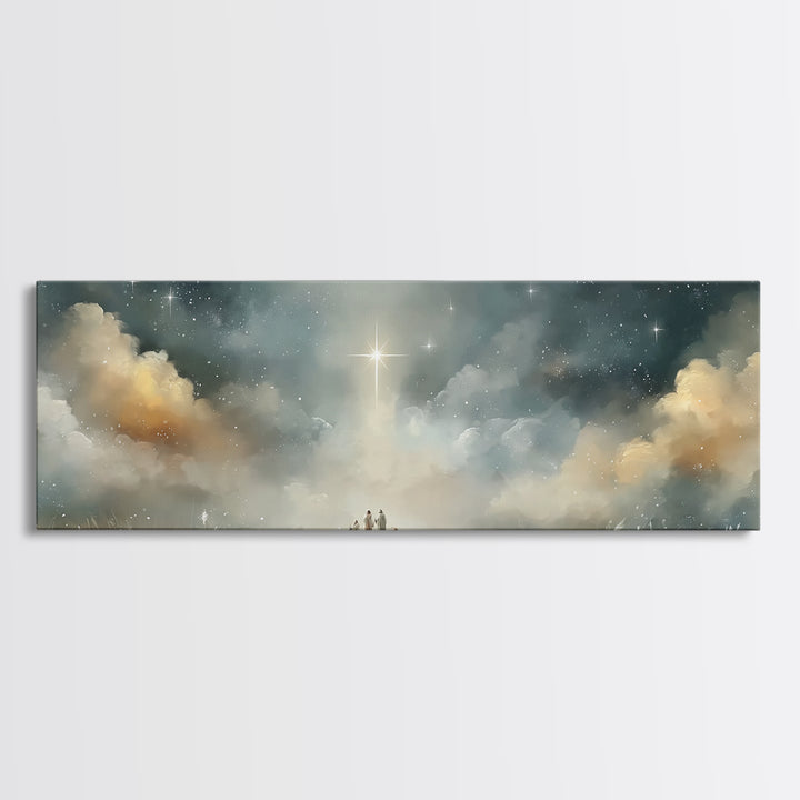Star Of Messiah | Framed Canvas Print | Christian Christmas Art | Panoramic Painting | Christian Art Canvas | Jesus Painting | Christian Wa