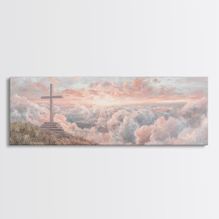 Cloudrise Redemption – Framed Canvas Print – Christian Wall Art – Christian Art Canvas – Panoramic Art – Christian Gift