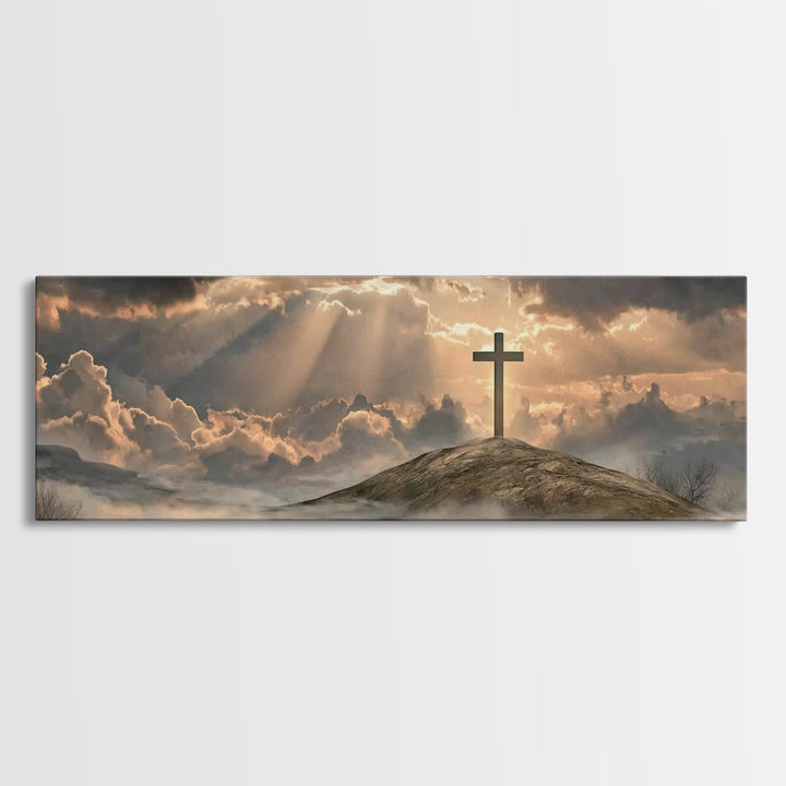 Lamb Of Grace – Framed Canvas Print – Christian Wall Art – Christian Art Canvas – Panoramic Painting – Christian Decor