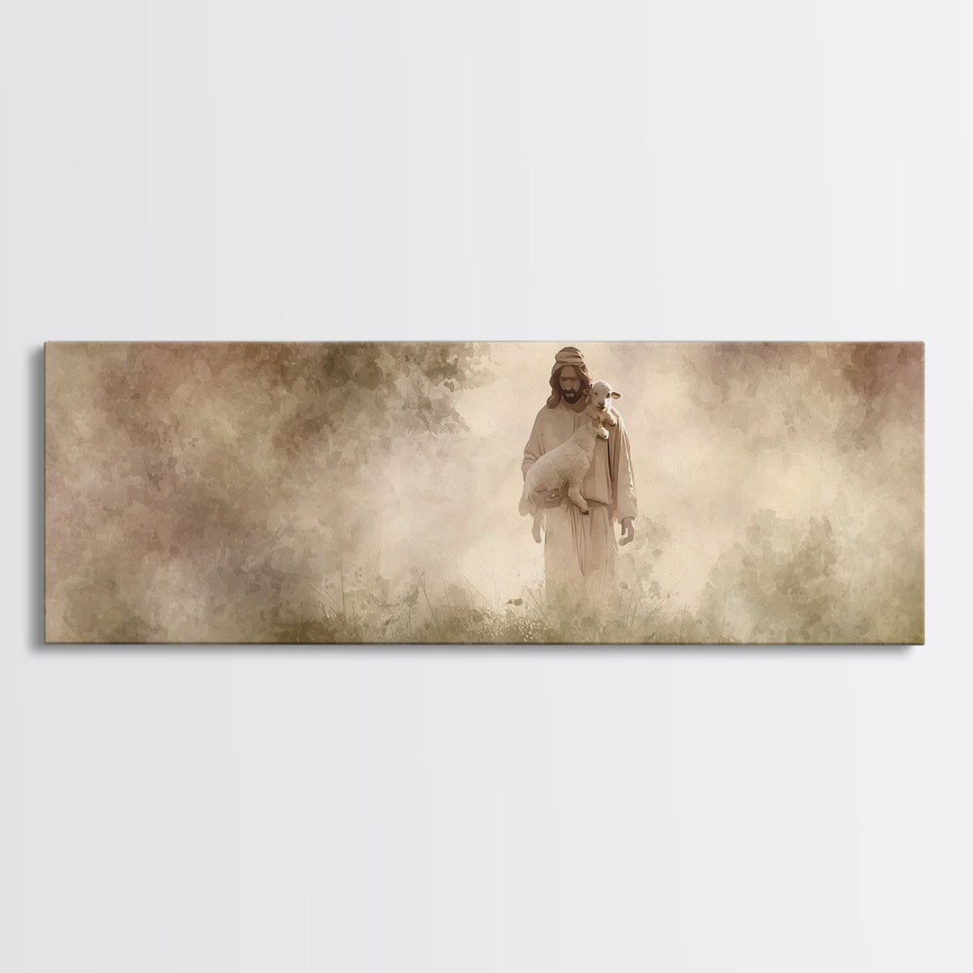 Cross Horizon Storm | Framed Canvas Print | Christian Wall Art | Christian Art Canvas | Panoramic Wall Art | Christian Gift