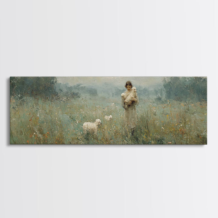 Field Of Compassion – Framed Canvas Print – Christian Art Canvas – Christian Christmas Art – Jesus Painting – Panoramic Frame – Christian D