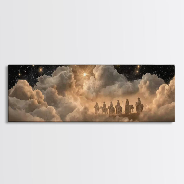 Wandering Kings Star - Framed Canvas Print - Christian Christmas Art - Panoramic Frame - Christian Art Canvas - Jesus Painting - Christmas