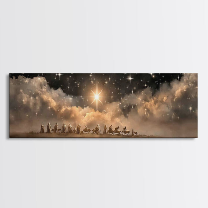 The Guiding Star – Framed Canvas Print – Christian Wall Art – Christmas Art – Panoramic Art – Christian Art Canvas – Jesus Christmas Art
