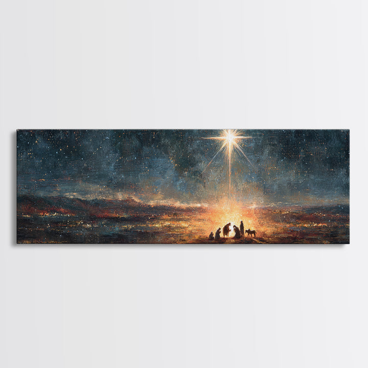 Bethlehem Night Sky | Framed Canvas Print | Christian Christmas Art | Panoramic Wall Art | Christian Decor | Christmas Canvas Wall Art | Ch
