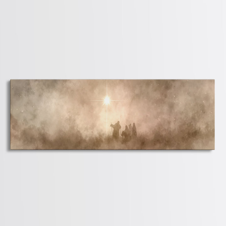 Silent Holy Clouds, Framed Canvas Print, Christian Art Canvas, Christmas Art Prints, Panoramic Print, Christian Wall Art, Christian Christm
