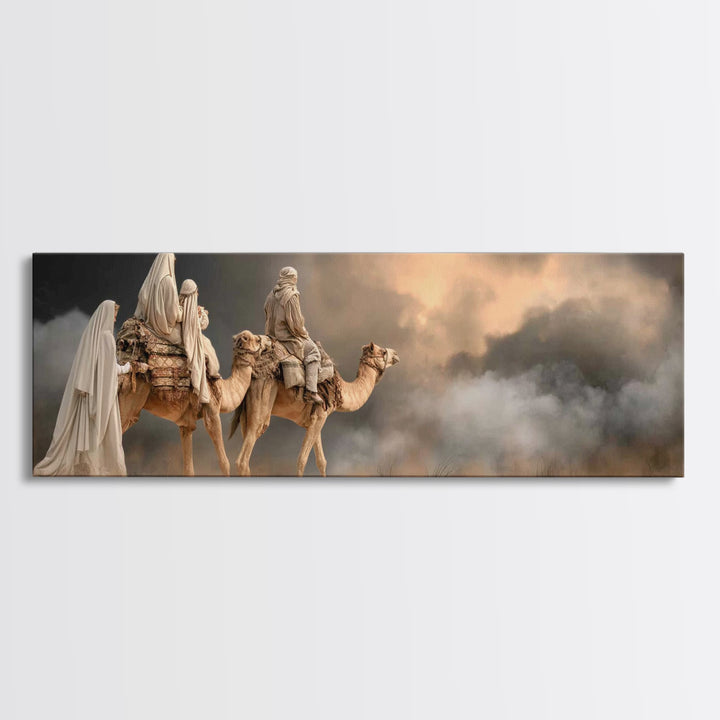 Sacred Caravan – Framed Canvas Print – Christian Wall Art – Panoramic Painting – Christmas Art – Christian Art Work – Christian Christmas A