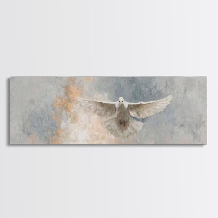 Spirit Of Peace Flight, Framed Canvas Print, Christian Art Canvas, Panoramic Art, Christian Wall Art, Christian Decor, Christmas Art